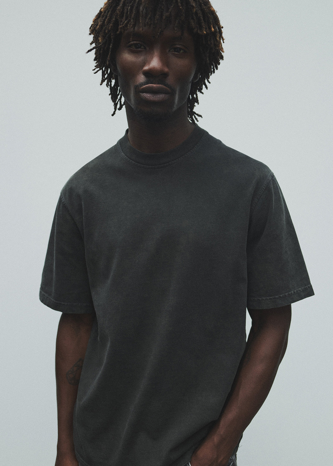 Asha Mock Neck Tee in Black