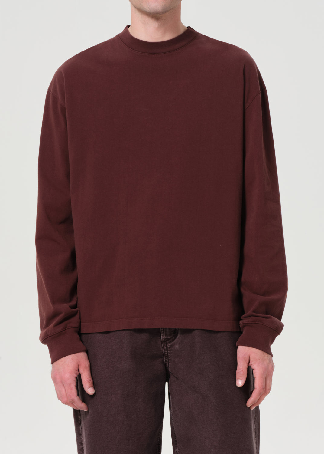 Asha Long Sleeve Mock Neck Tee in Bitter Root