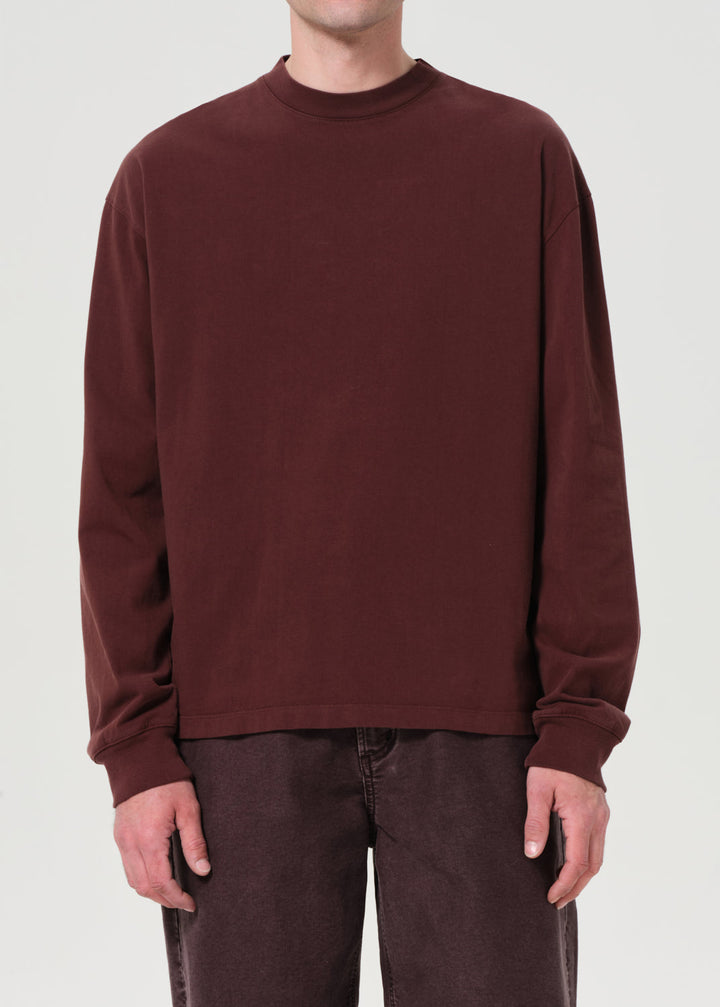 Asha Long Sleeve Mock Neck Tee in Bitter Root