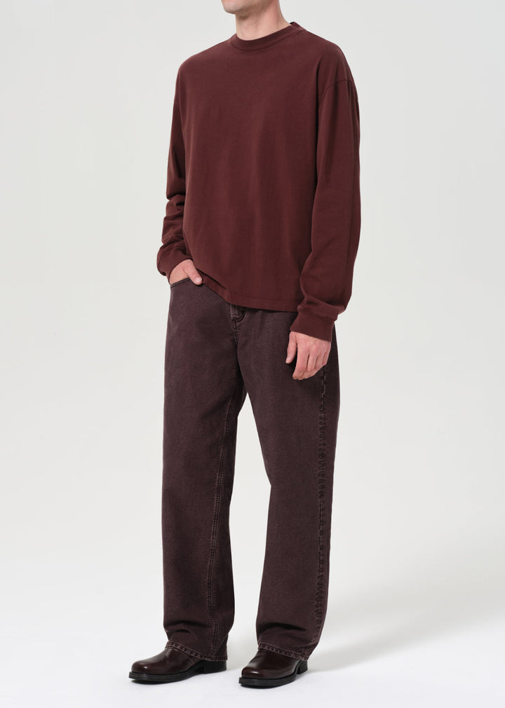 Asha Long Sleeve Mock Neck Tee in Bitter Root