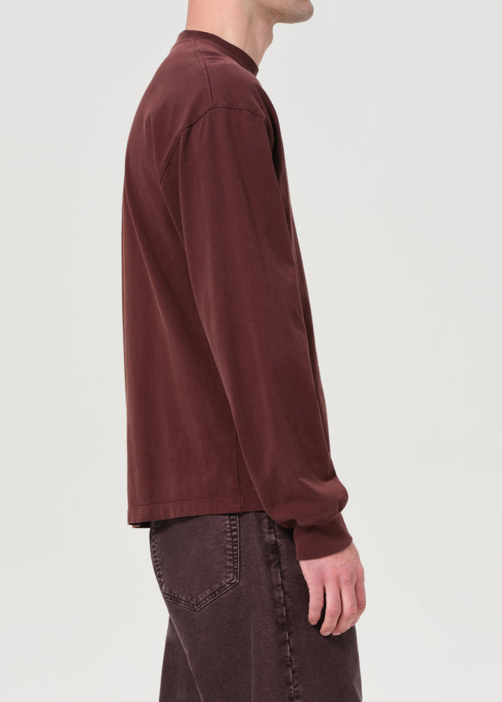 Asha Long Sleeve Mock Neck Tee in Bitter Root