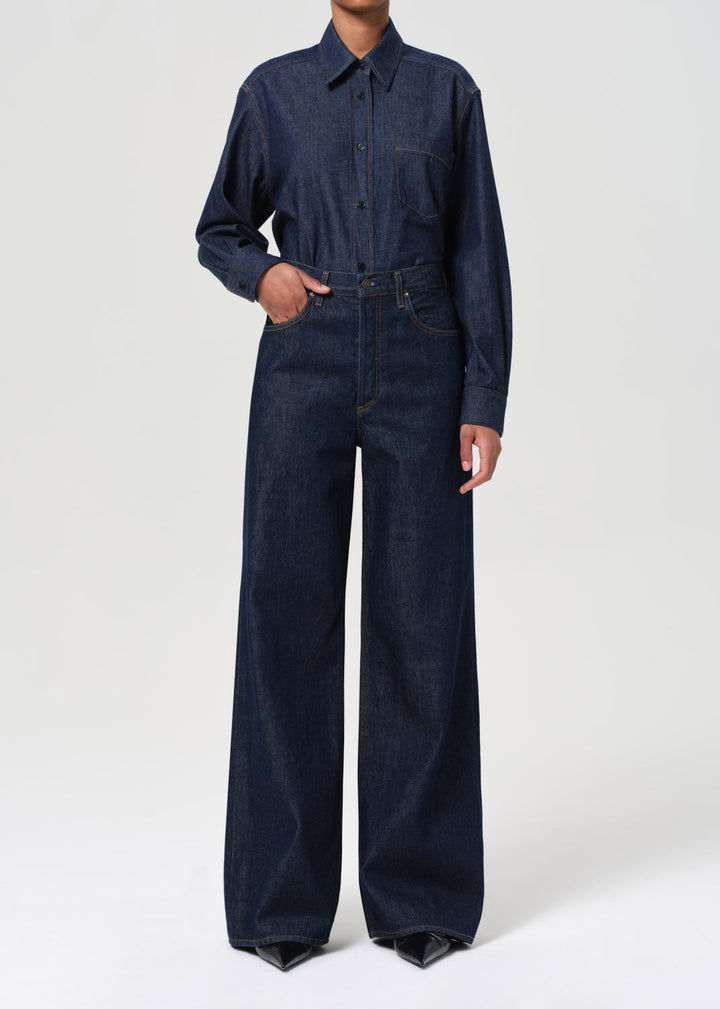 Dame High Rise Wide Leg No Cuff in Foxley