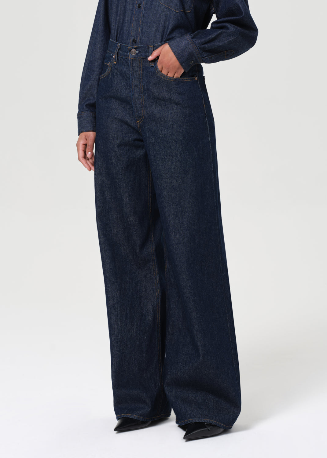 Dame High Rise Wide Leg No Cuff in Foxley