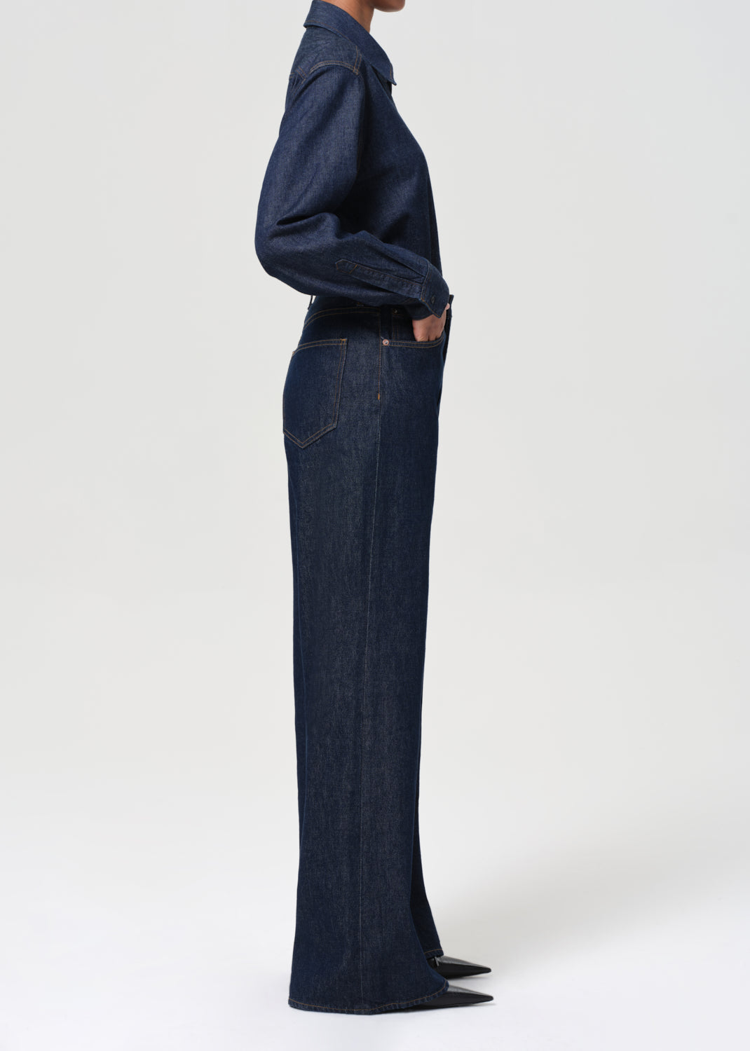 Dame High Rise Wide Leg No Cuff in Foxley