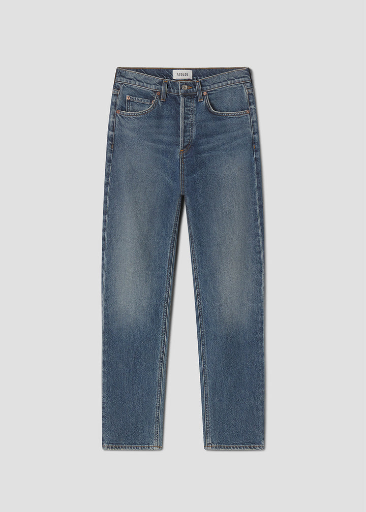 90's Pinch Waist High Rise Straight Long (Comfort Stretch) in Overcast