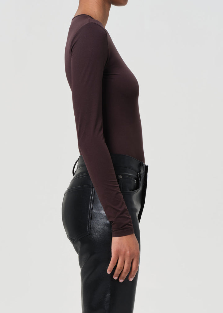 Aura Long Sleeve Bodysuit in Chocolate