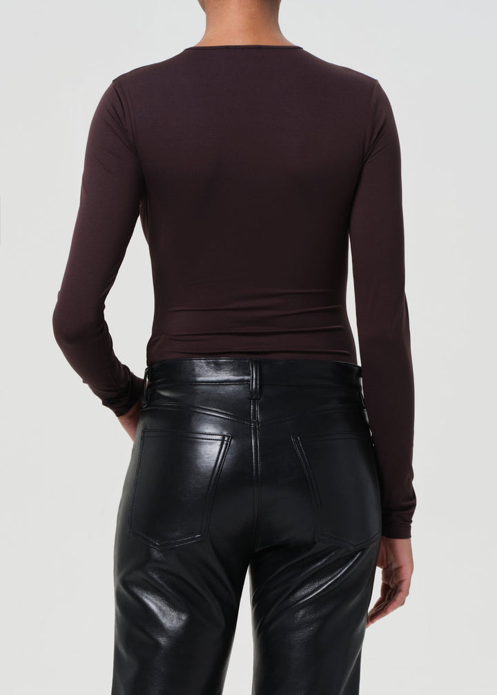 Aura Long Sleeve Bodysuit in Chocolate