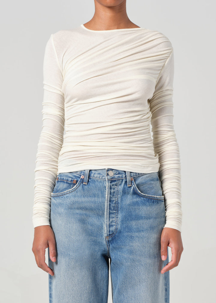 Tania Twist Tee in Oat Milk