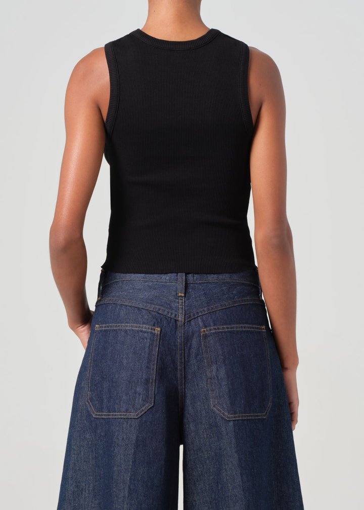 Shrunken Poppy Tank in Black