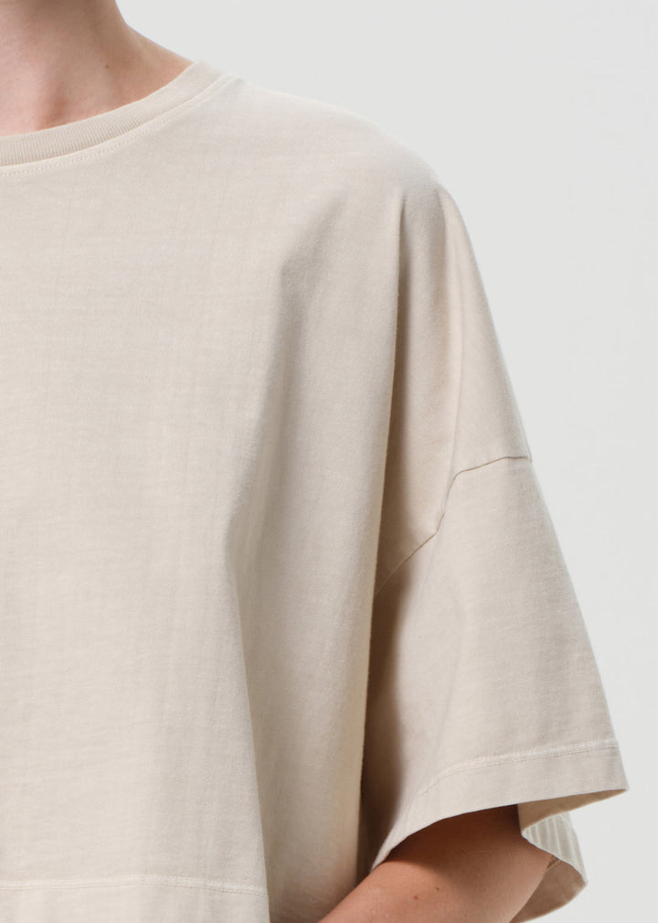 Arli Oversized Cropped Tee in Brown Rice