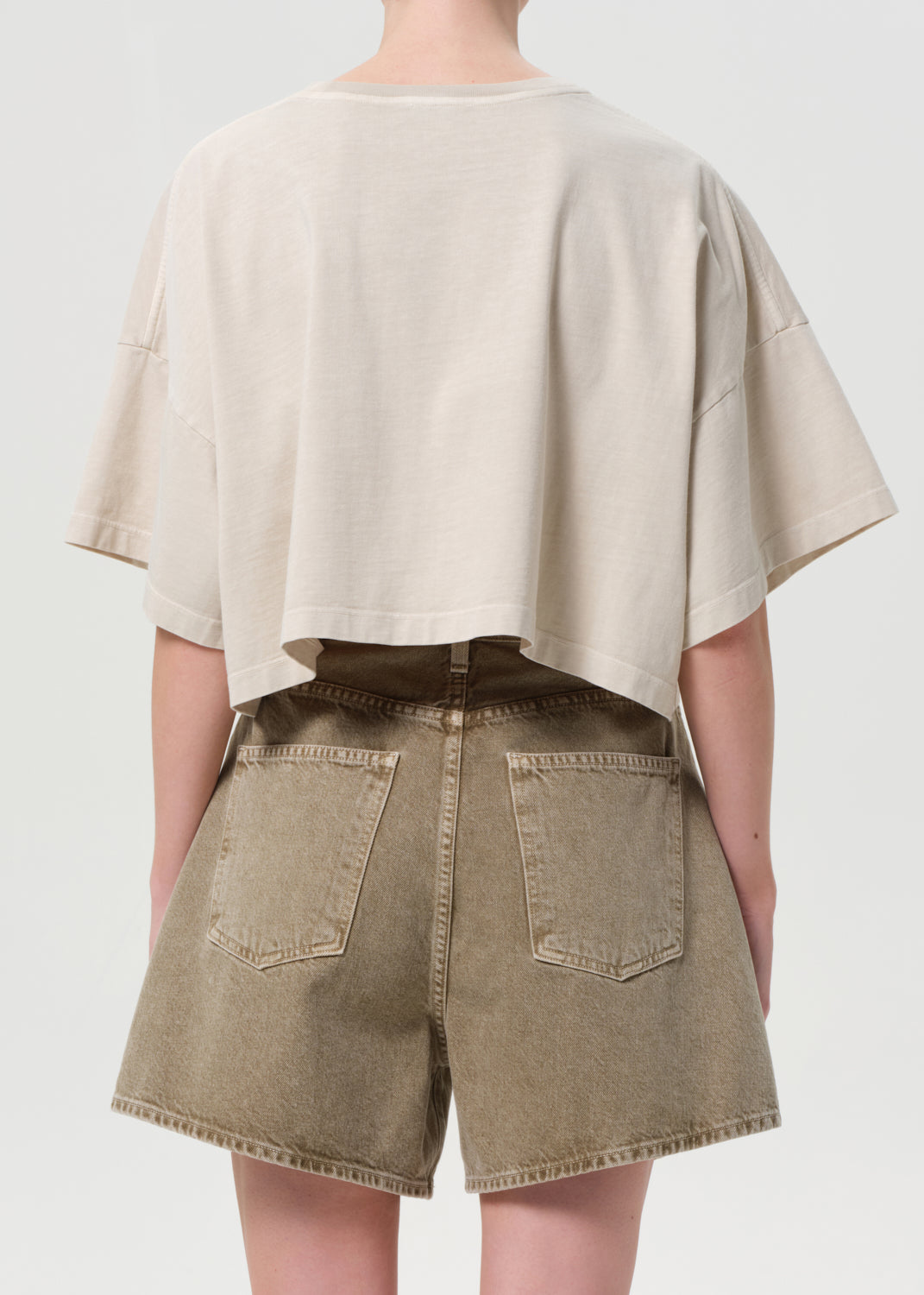 Arli Oversized Cropped Tee in Brown Rice