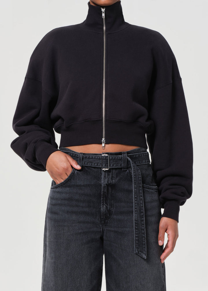 Darby Zip Up in Washed Black