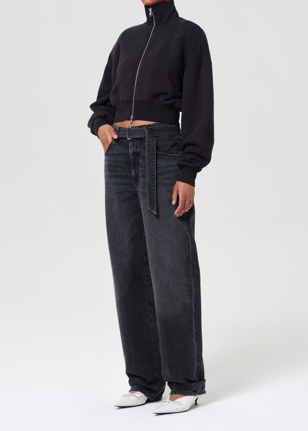 Darby Zip Up in Washed Black