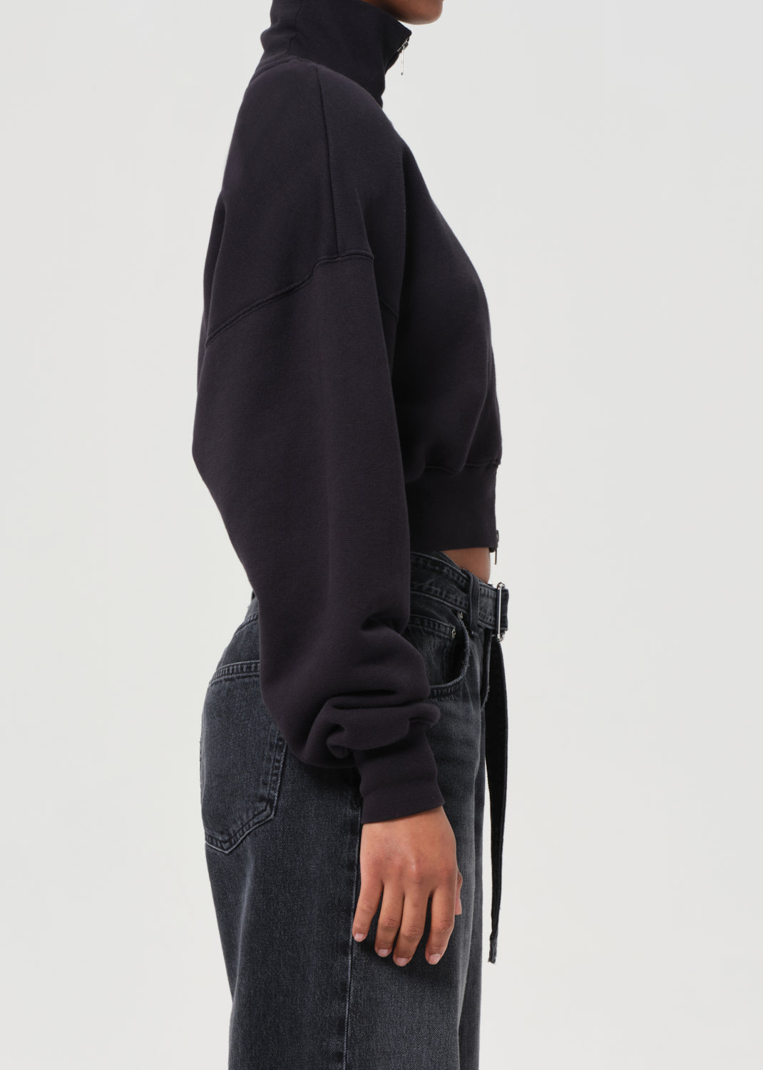 Darby Zip Up in Washed Black