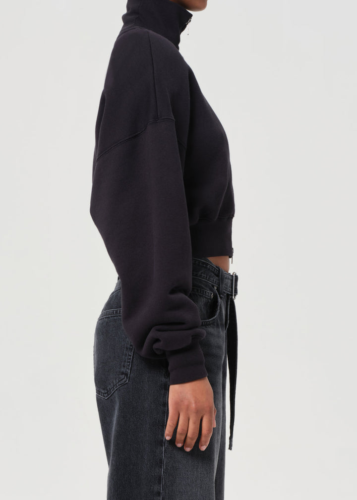 Darby Zip Up in Washed Black