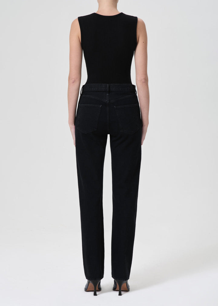 90's Pinch Waist High Rise Straight Long in Crushed