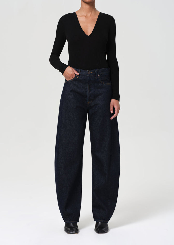 Luna High Rise Pieced Taper in Rinse