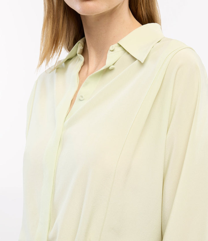 Silk Pleated Wrap Shirt