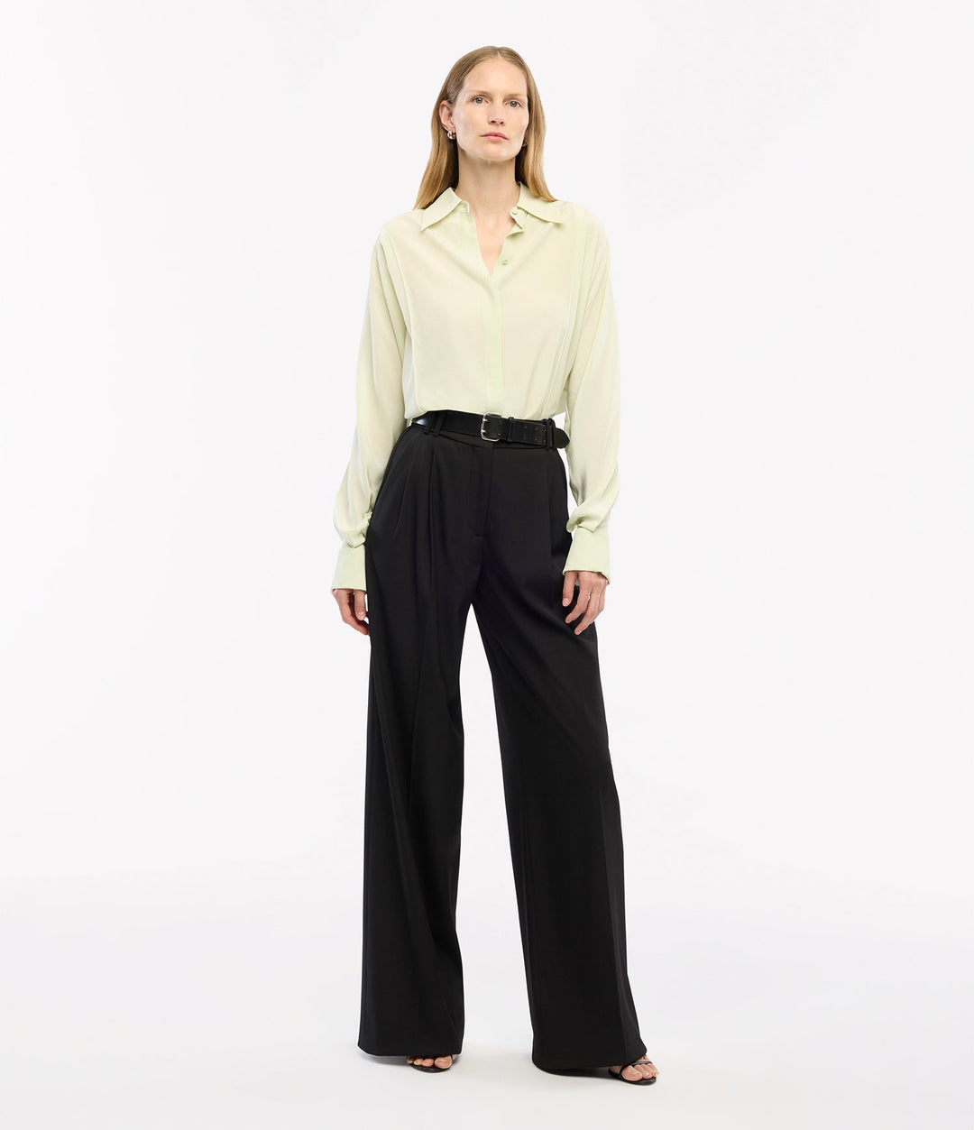 Silk Pleated Wrap Shirt