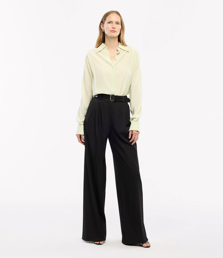 Silk Pleated Wrap Shirt