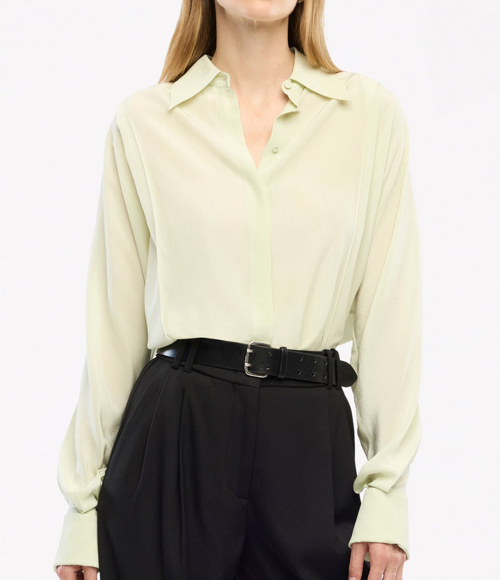Silk Pleated Wrap Shirt