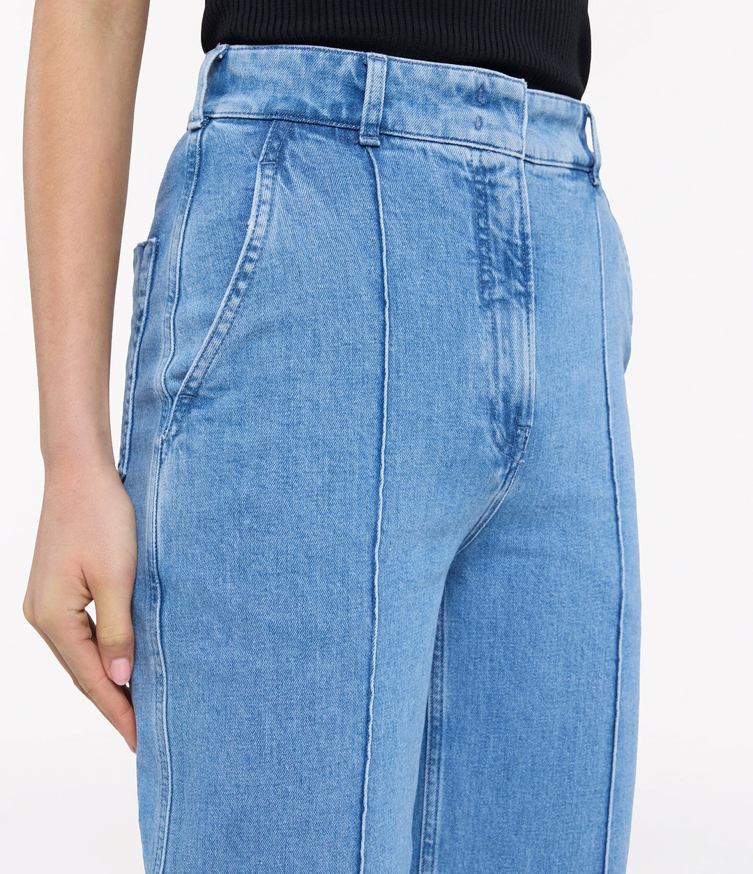 High Waisted Denim Trouser