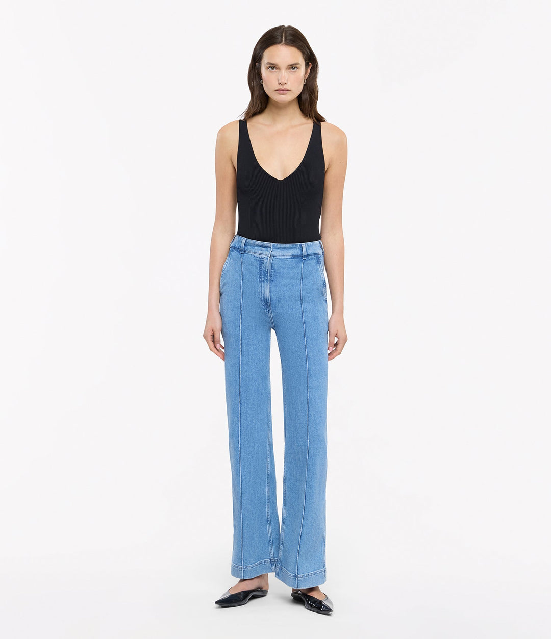High Waisted Denim Trouser