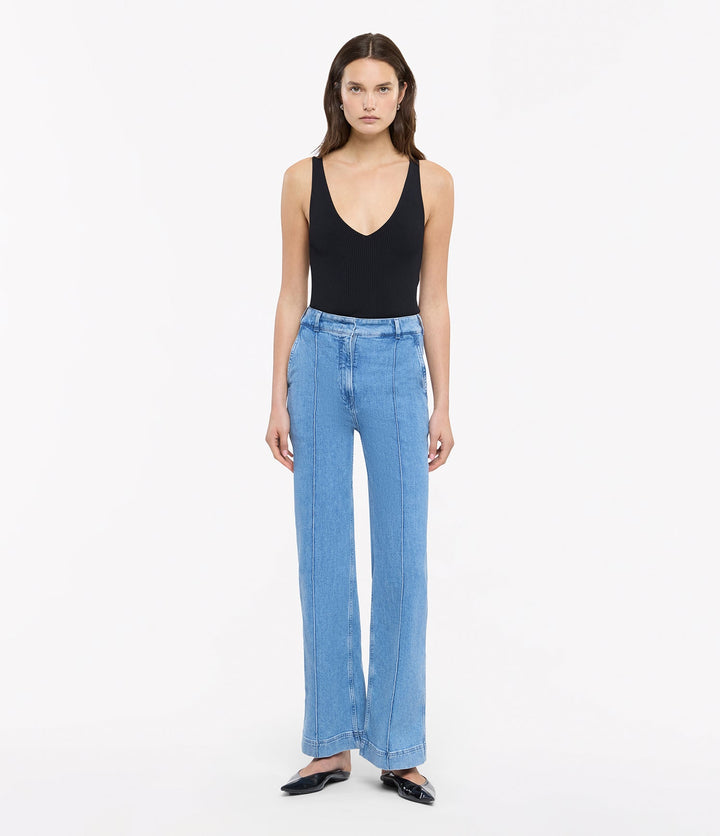High Waisted Denim Trouser