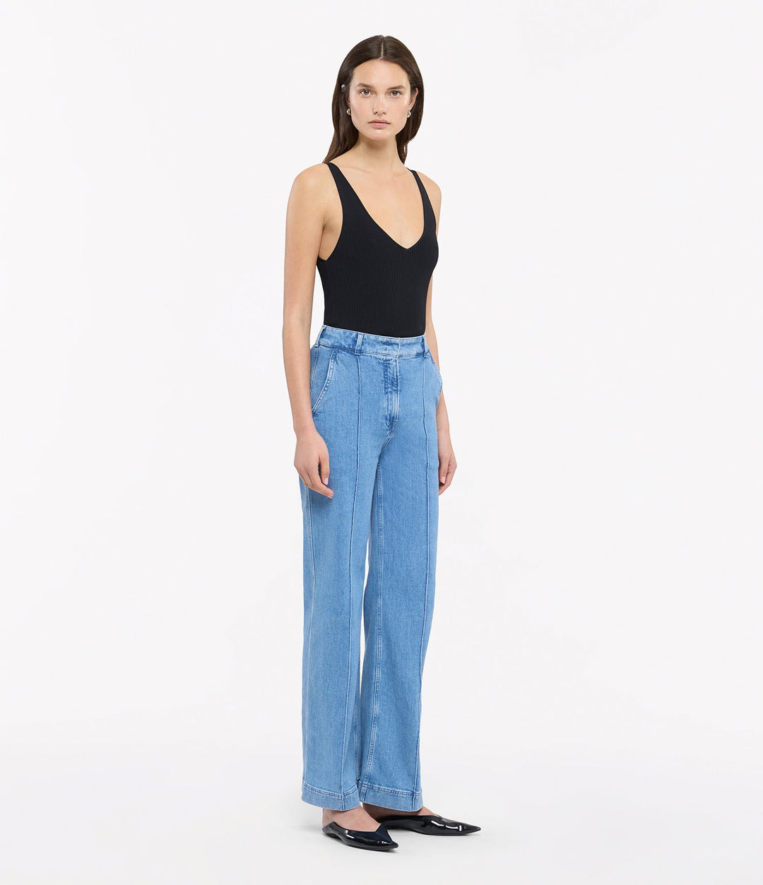 High Waisted Denim Trouser