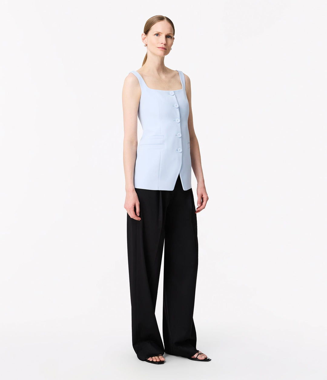 Square Neck Buttoned Top