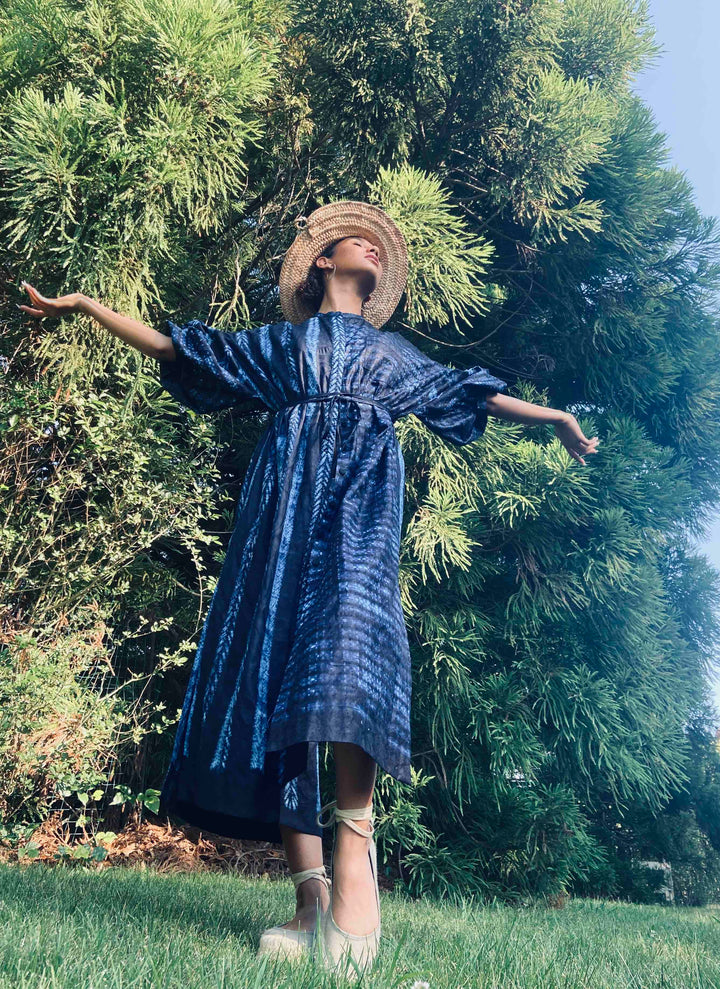 Aster Indigo Adire Shirtdress
