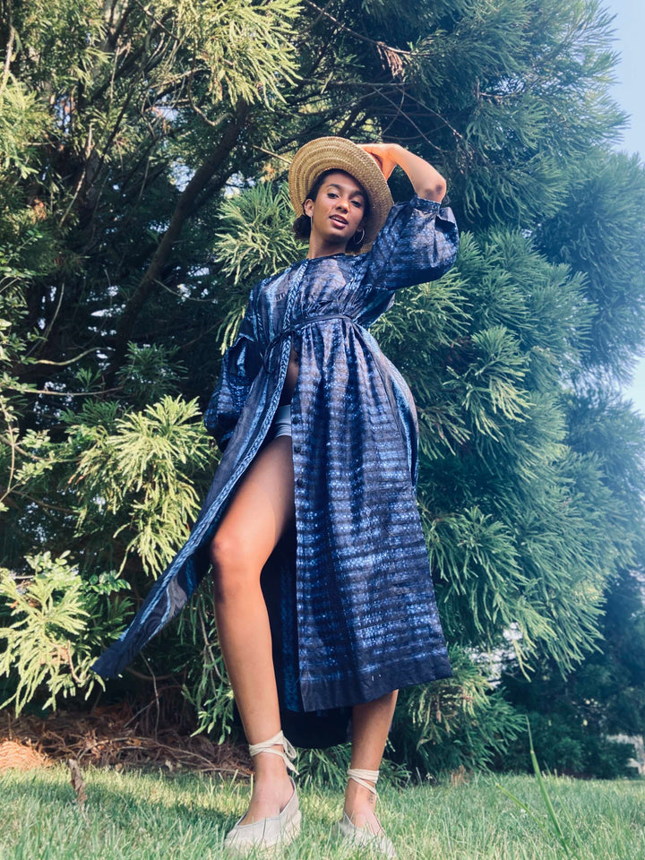 Aster Indigo Adire Shirtdress