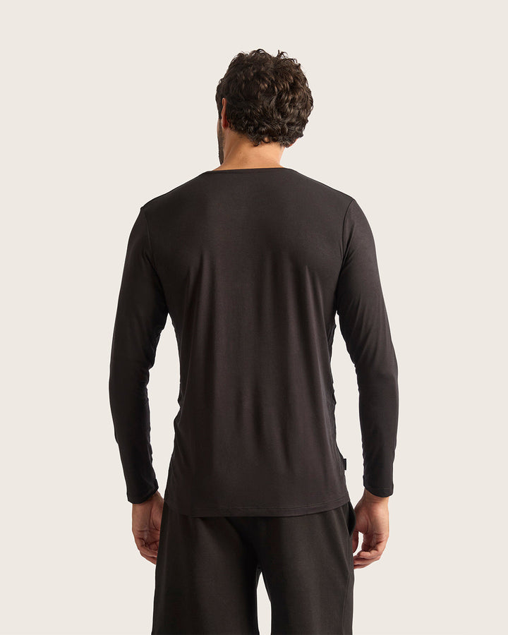 Men's Long Sleeve Crew Neck T-Shirt - Black