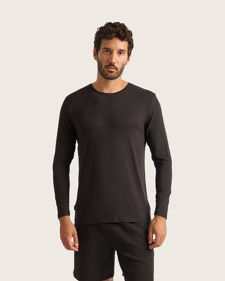 Men's Long Sleeve Crew Neck T-Shirt - Black