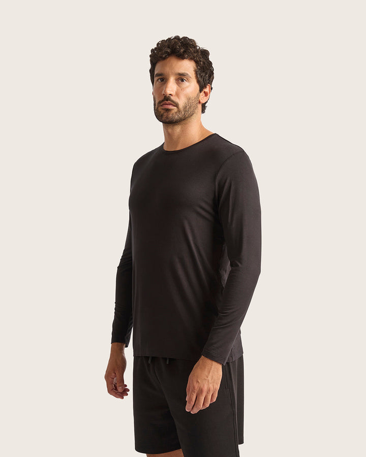 Men's Long Sleeve Crew Neck T-Shirt - Black