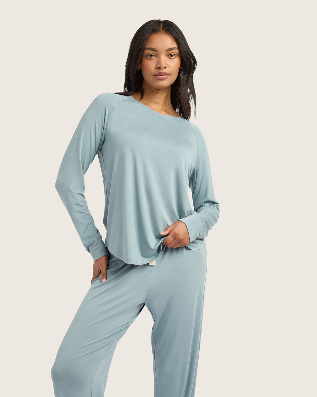 Goodnight Raglan Sleep Top - Mineral Blue