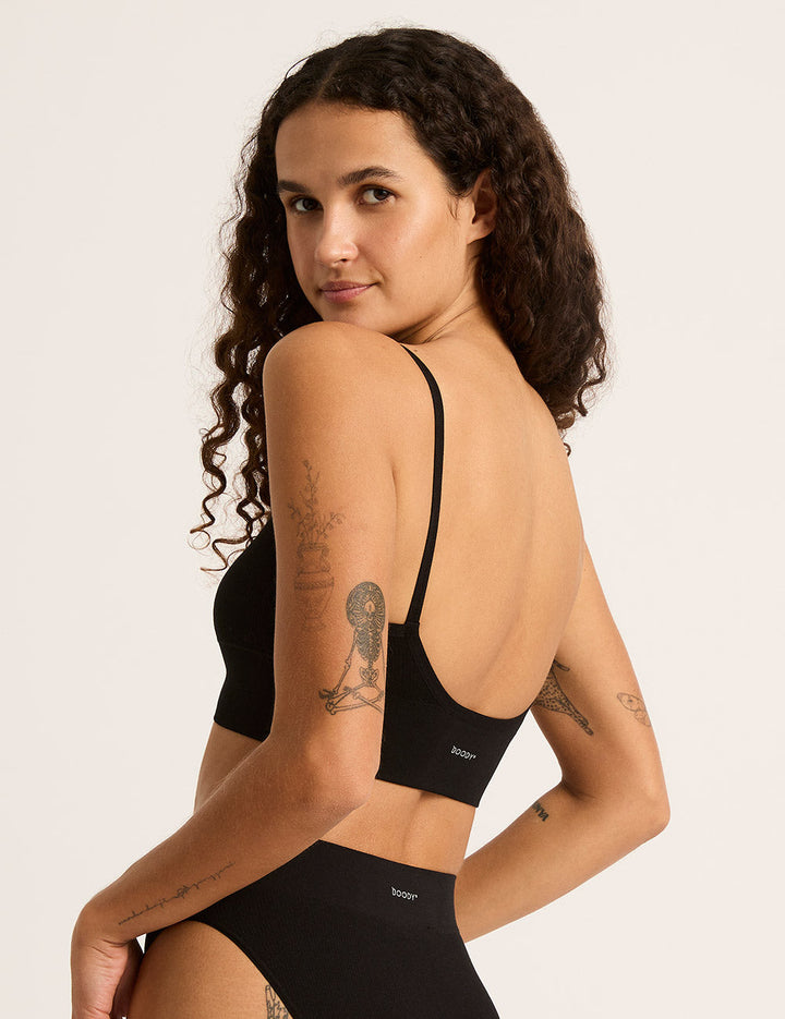 LYOLYTE Ribbed Low Back Bralette - Black