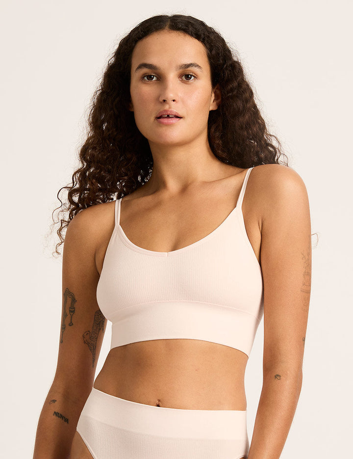 LYOLYTE Ribbed Low Back Bralette - Powder Pink