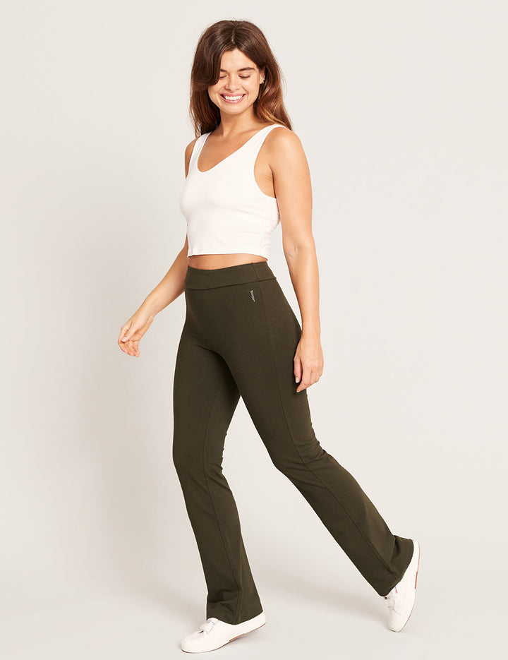 High Waist Flare Pants - Dark Olive