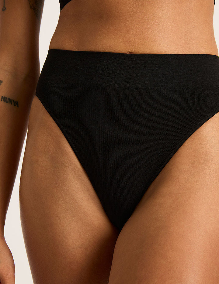 LYOLYTE Ribbed High Leg Briefs - Black