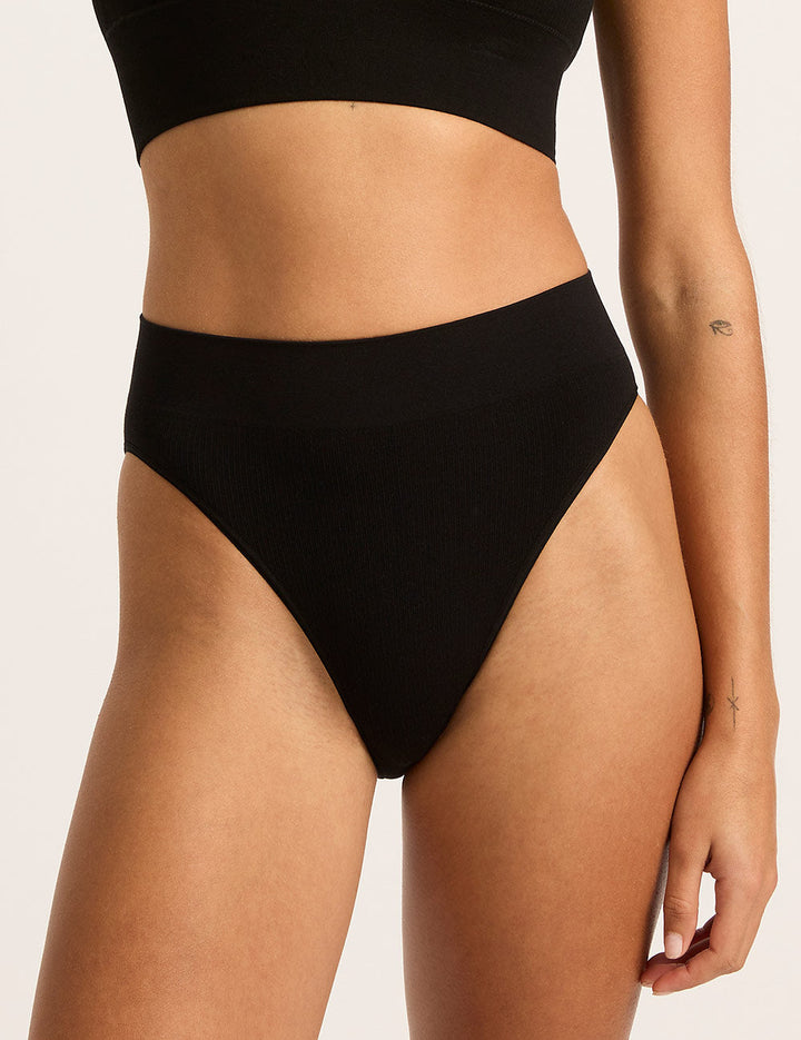 LYOLYTE Ribbed High Leg Briefs - Black