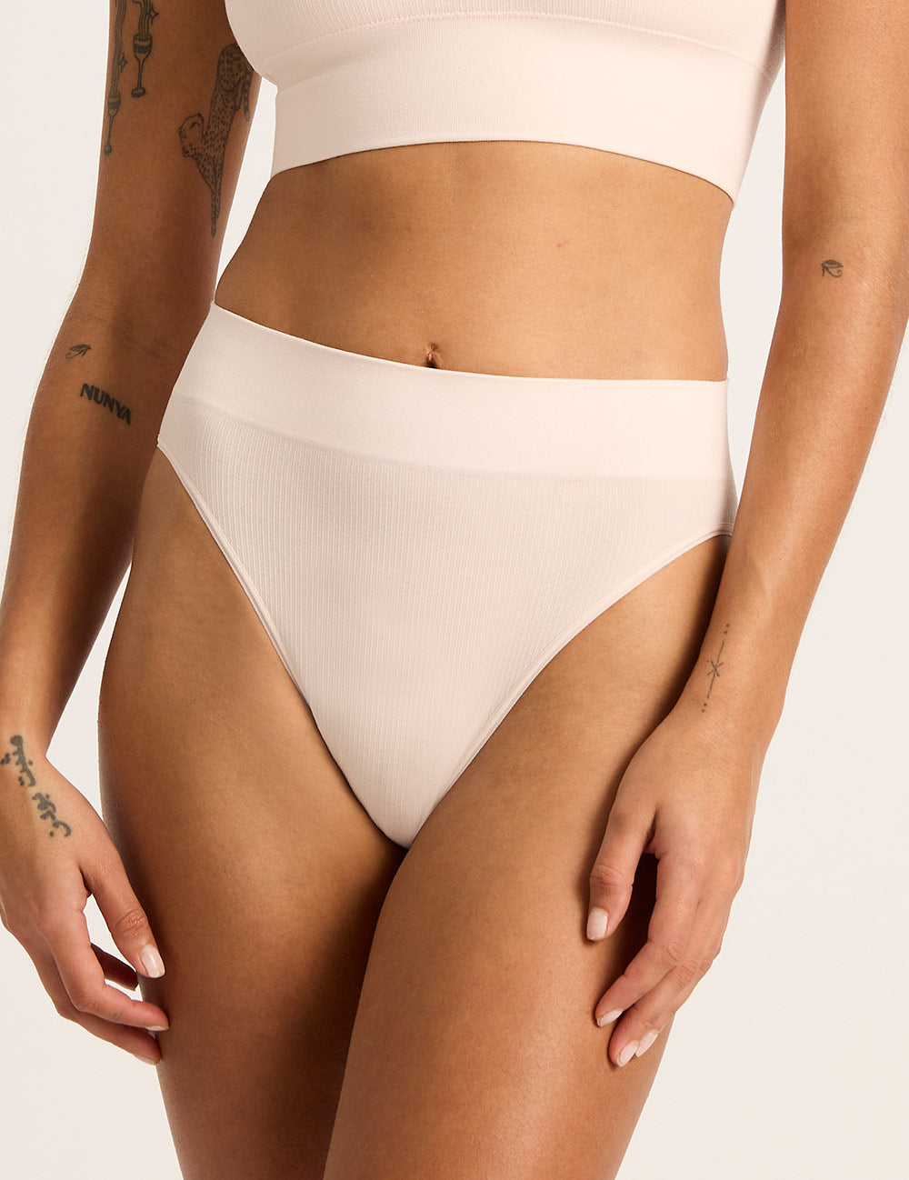 LYOLYTE Ribbed High Leg Briefs - Powder Pink