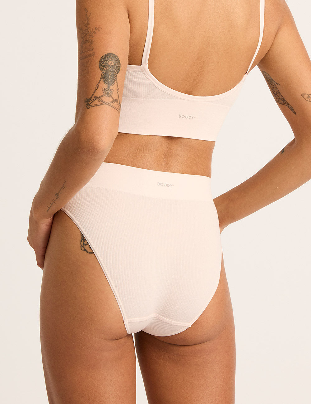 LYOLYTE Ribbed High Leg Briefs - Powder Pink