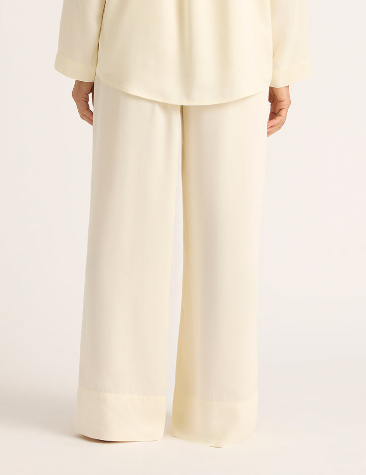 Vegan Silk Wide Leg Pant - Pearl
