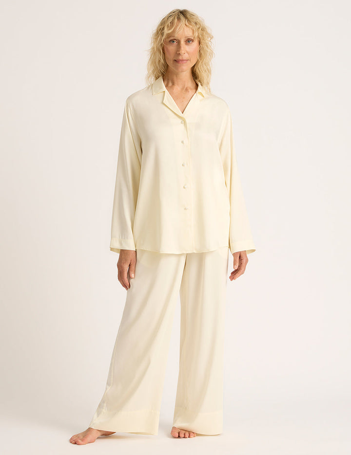 Vegan Silk Wide Leg Pant - Pearl