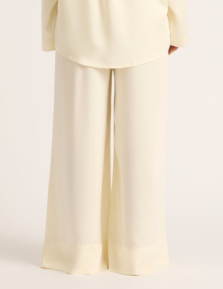 Vegan Silk Wide Leg Pant - Pearl