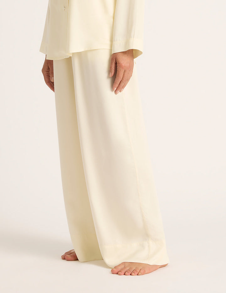Vegan Silk Wide Leg Pant - Pearl