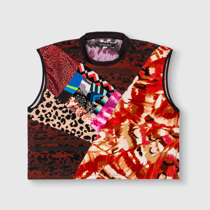mixed print  'all-over reroll' cropped tank top