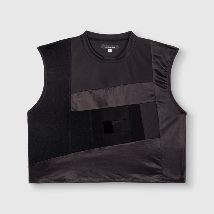 black 'all-over reroll' cropped tank top