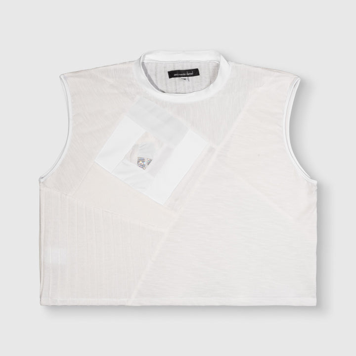 white 'all-over reroll' cropped tank top